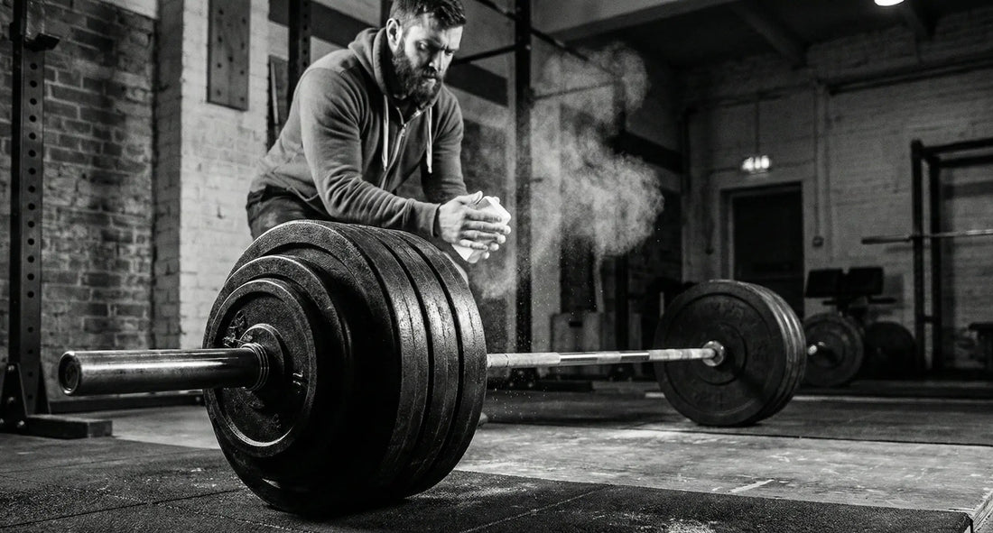 Man lifting a heavy barbell in a gym, where stress leaks are common
