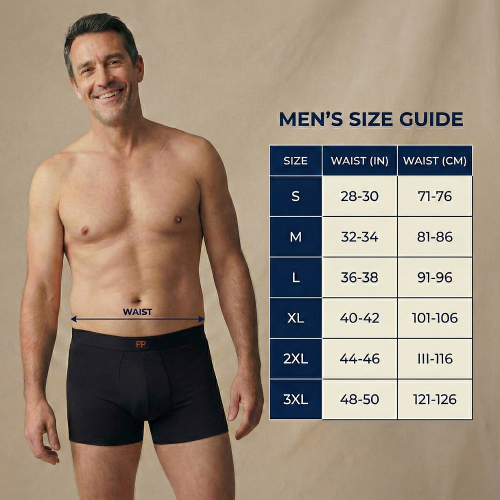 Men's leakproof underwear - Size chart
